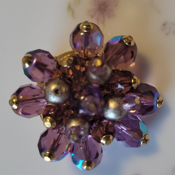 Chameleon vintage clip earrings glass beads wired - Picture 6 of 13